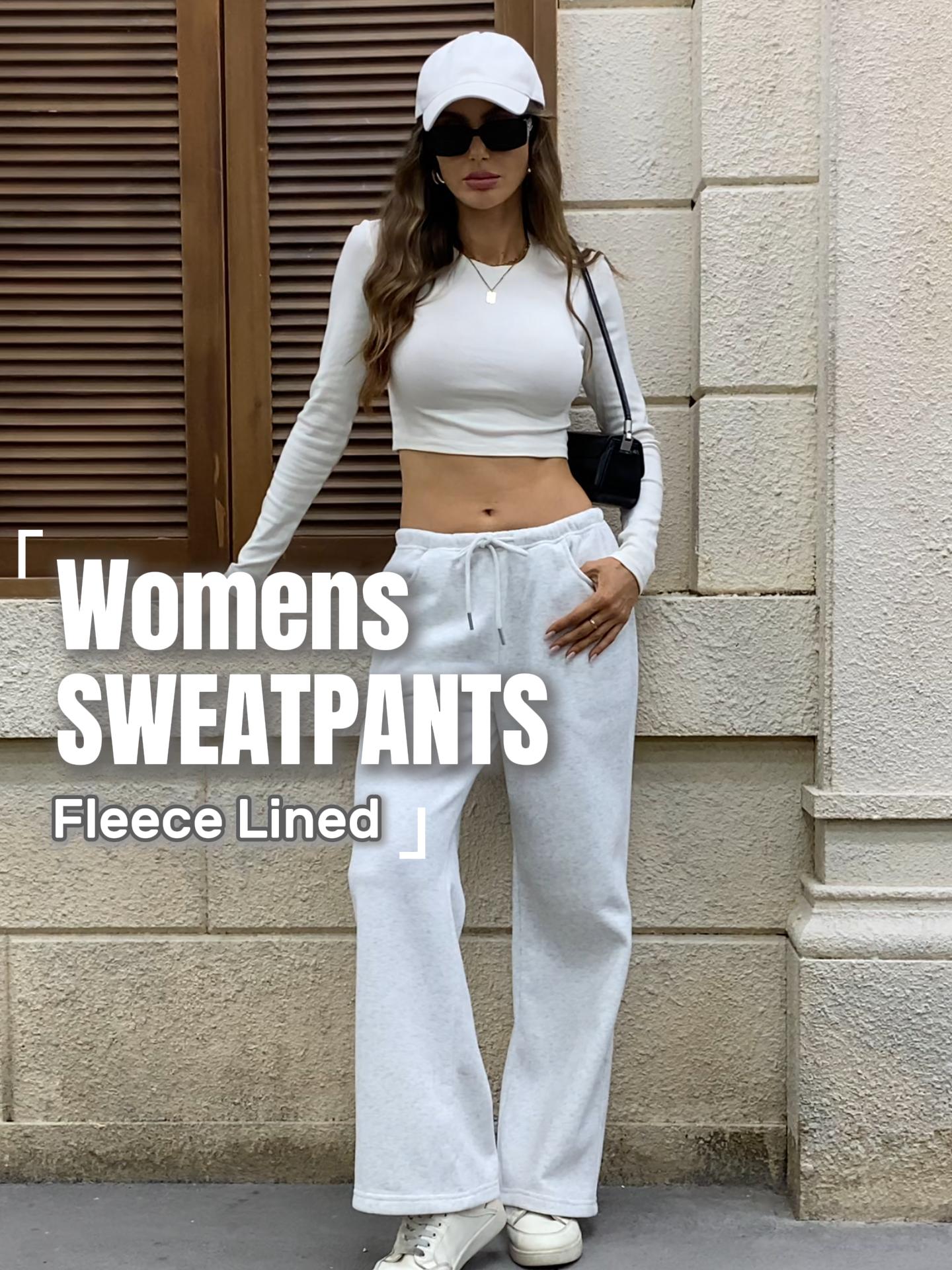 Amazon.com: ELLEVEN Womens Wide Leg Fleece Lined Baggy Sweatpants